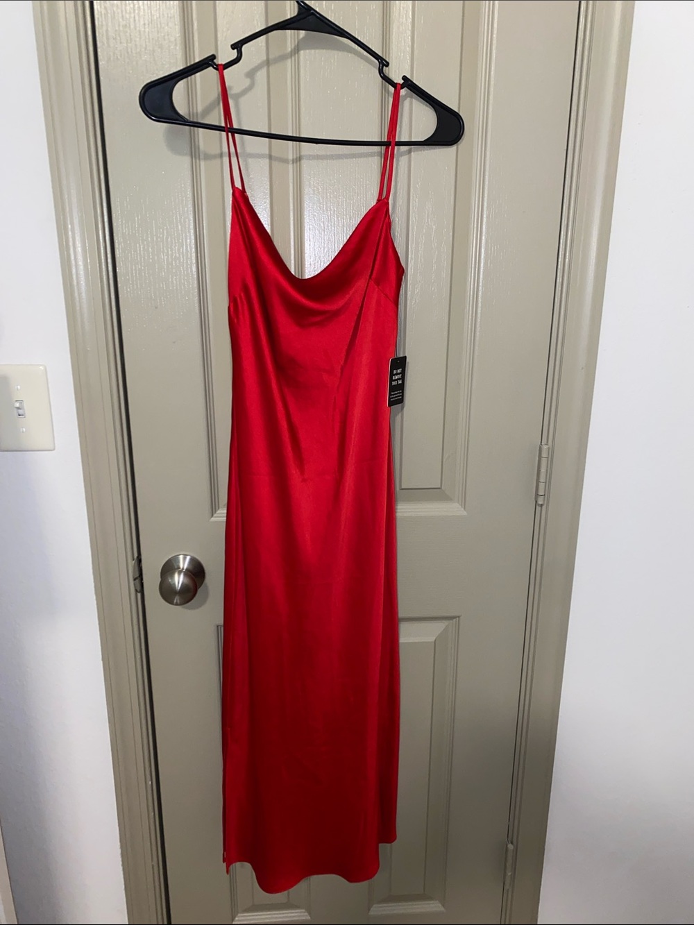 Express Red Satin Cowl Neck Midi Slip Dress